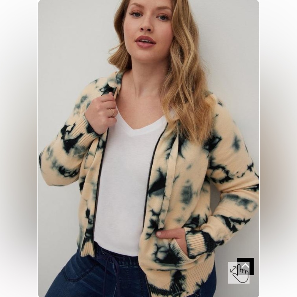 Torrid Everyday Plush Cardigan Hooded Sweater Tie Dye Size 1X